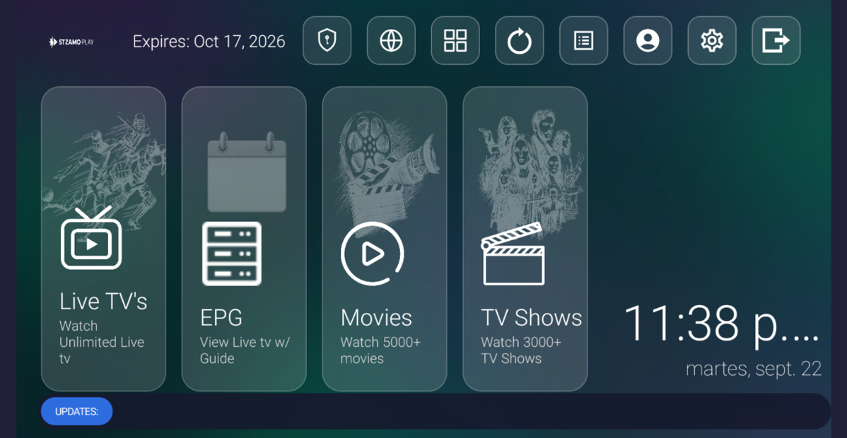 Pantalla inicial de STZMO PLAY